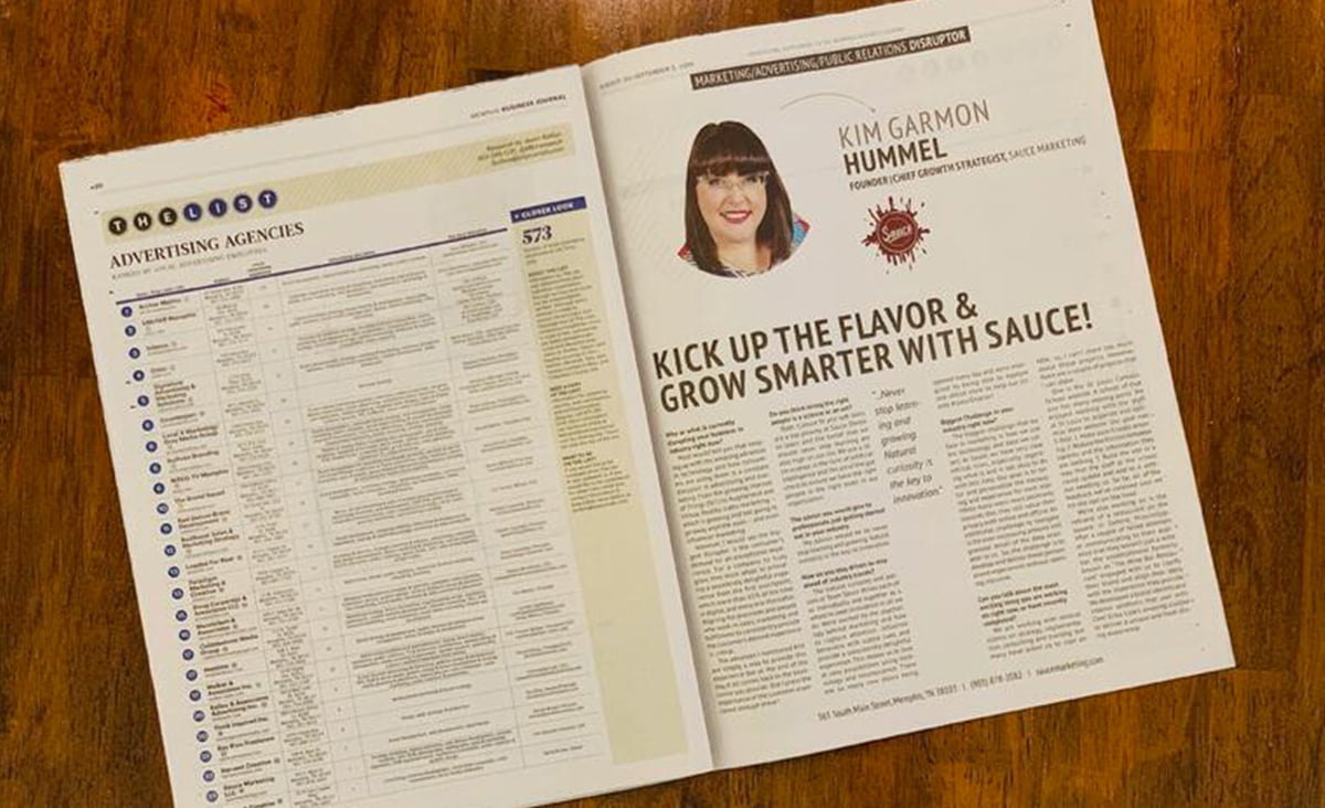 Sauce Named Biz Journal Marketing, Advertising, PR Disruptor